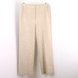 Hillard & Hanson Womens 10 Vintage Silk Linen Embroidered Floral Dress Pants New